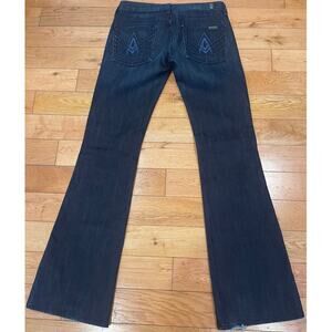 7 For All Mankind A Pocket Dark Wash Denim flare Jeans Embellished Womens‎ Sz 28